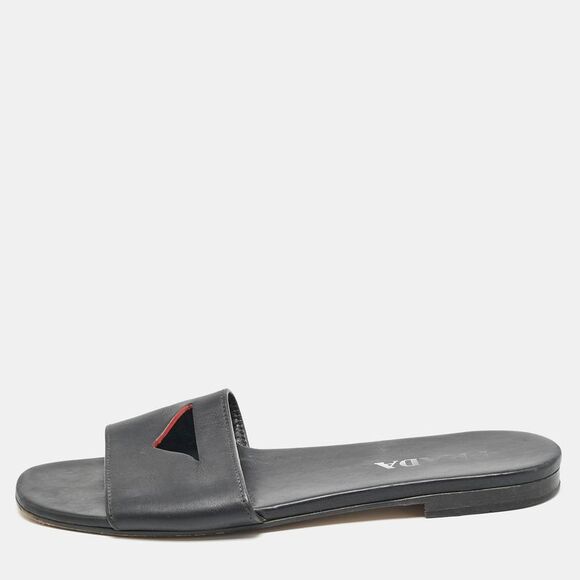 Prada Black Leather Slide Flat Sandals Size 39,New Products : American Fashion Style Bags On Sale